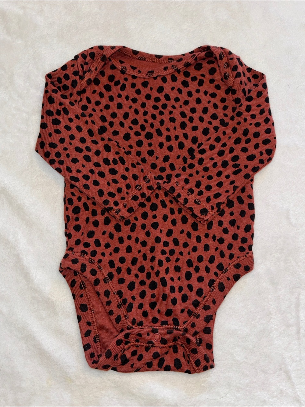 (3 for $10) old navy Rust Black printed Spot Long-Sleeve Baby One-Piece Bodysuit